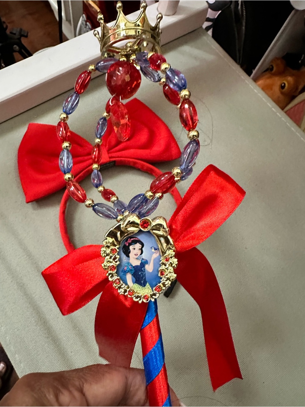 Snow White Princess Wand with Red Bow headband